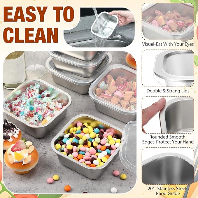 6 Pcs Stainless Steel Food Storage