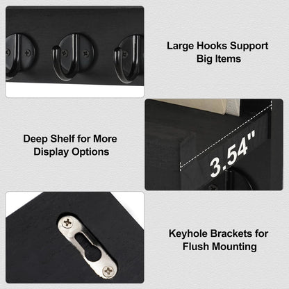 Wall Key Holder with Shelf & Hooks
