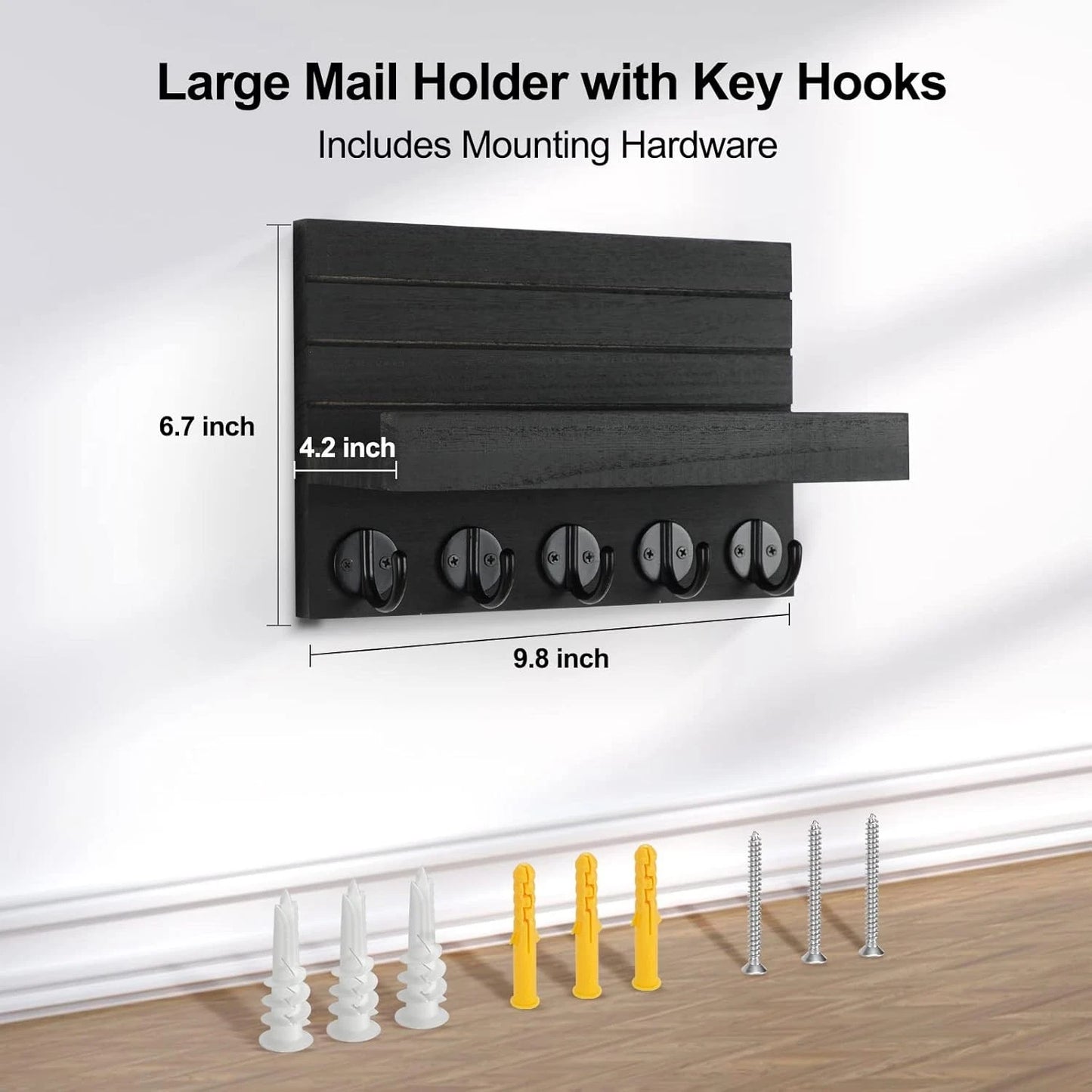 Wall Key Holder with Shelf & Hooks