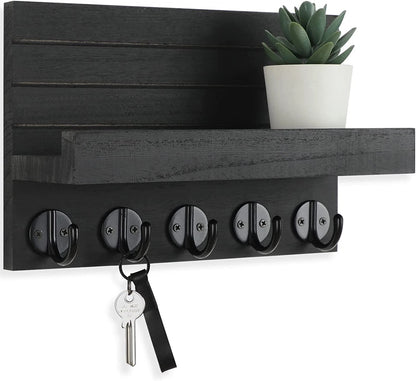 Wall Key Holder with Shelf & Hooks