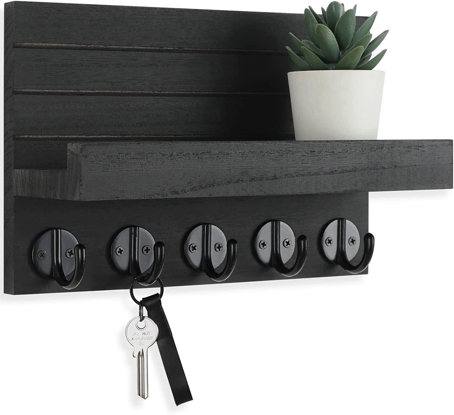 Wall Key Holder with Shelf & Hooks